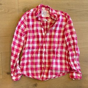 Frank & Eileen linen pink and white gingham blouse